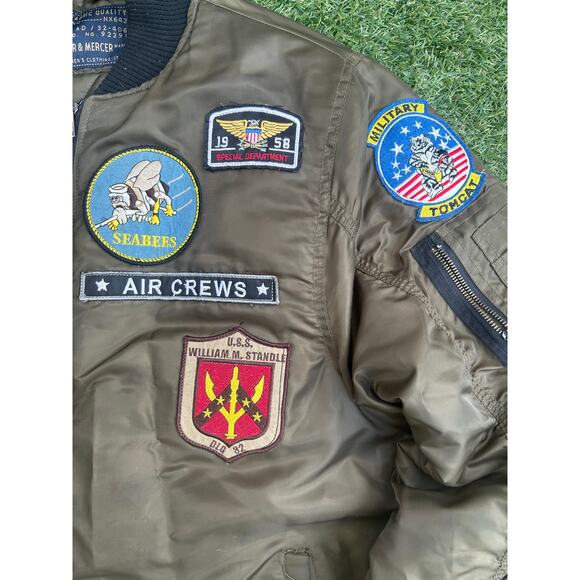 Bleecker & Mercer MA-1 Style Military Patch Bomber (Top Gun) Men’s Large - Picture 2 of 6